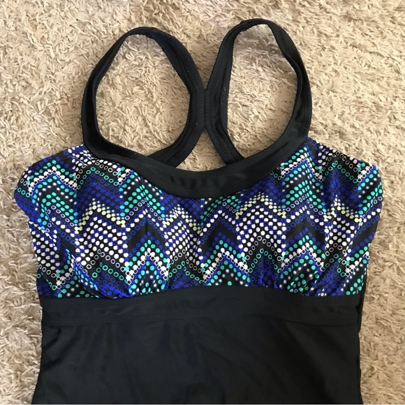 Body Concept Black Blue 1-pc Bathing Suit Swimsuit Plus Size 14 L Large Modest - Picture 3 of 16
